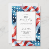 18th Birthday Invitations American Flag