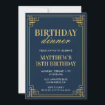 18th birthday invitations Birthday dinner Men navy<br><div class="desc">18th birthday invitations Birthday dinner Men elegant chic navy</div>