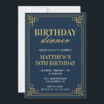18th birthday invitations Birthday dinner Men navy<br><div class="desc">18th birthday invitations Birthday dinner Men elegant chic navy</div>