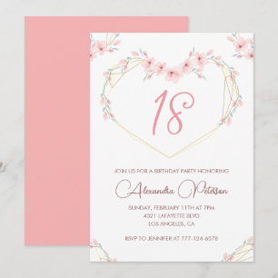 18th birthday invitations Boho Floral Pink