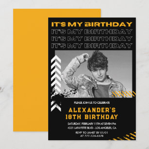 18th birthday invitations Men Photo Spray paint