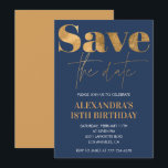 18th birthday invitations Save the date Gold Navy<br><div class="desc">18th birthday invitations Save the date Gold Navy</div>