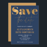 18th birthday invitations Save the date Gold Navy<br><div class="desc">18th birthday invitations Save the date Gold Navy</div>