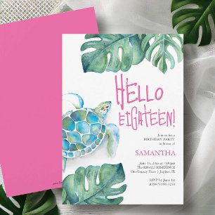 18th Birthday Invitations Watercolor Sea Turtle