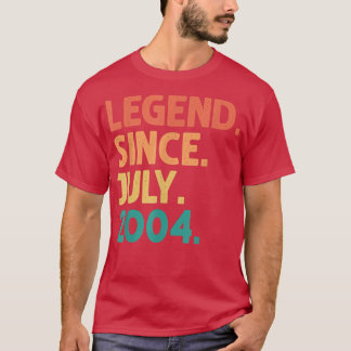 18th Birthday Legend Since July 2004 18 Years Old  T-Shirt