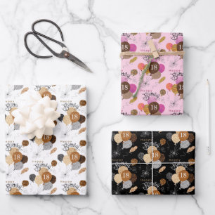 18th Birthday Leopard Tiger Animal Print Balloons Wrapping Paper Sheet