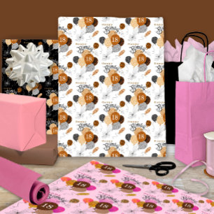 18th Birthday Leopard Tiger Animal Print Balloons  Wrapping Paper Sheet