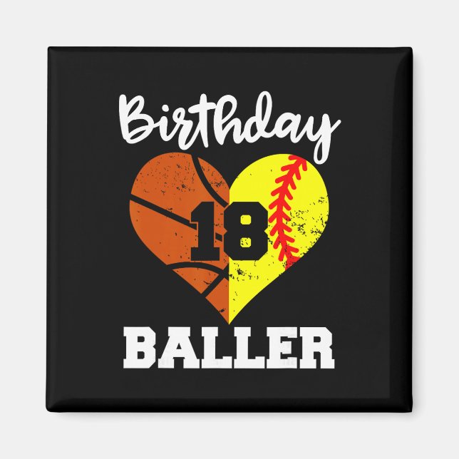 18th Birthday Ller Funny 18 Year Old Softll Sketll Magnet (Front)
