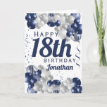 18th Birthday Navy Blue Balloons Card<br><div class="desc">A gorgeous navy and silver balloon happy 18th birthday card. This fabulous design is the perfect way to wish someone a happy eighteenth birthday (or any age!) Personalise with our own custom name and message. Blue coloured typography and gorgeous navy blue and silver balloons.</div>