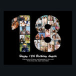 18th Birthday Number 18 Custom Photo Collage Poster<br><div class="desc">Mark years of wonderful memories and adventures with this captivating 18th Birthday Number Photo Collage. This customisable template is the perfect blend of creativity and sentiment, allowing you to create a truly memorable and personalised gift for your loved one's special day. Capture the essence of incredible years in a single...</div>