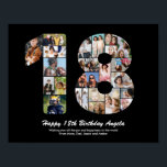 18th Birthday Number 18 Custom Photo Collage Poster<br><div class="desc">Mark years of wonderful memories and adventures with this captivating 18th Birthday Number Photo Collage. This customisable template is the perfect blend of creativity and sentiment, allowing you to create a truly memorable and personalised gift for your loved one's special day. Capture the essence of incredible years in a single...</div>