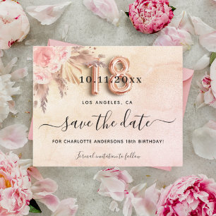 18th birthday pampas rose save the date budget flyer