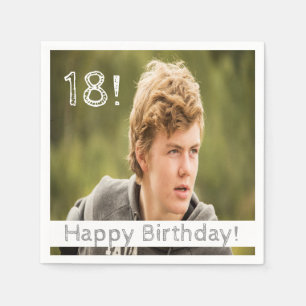 18th birthday part photo boy guy napkin