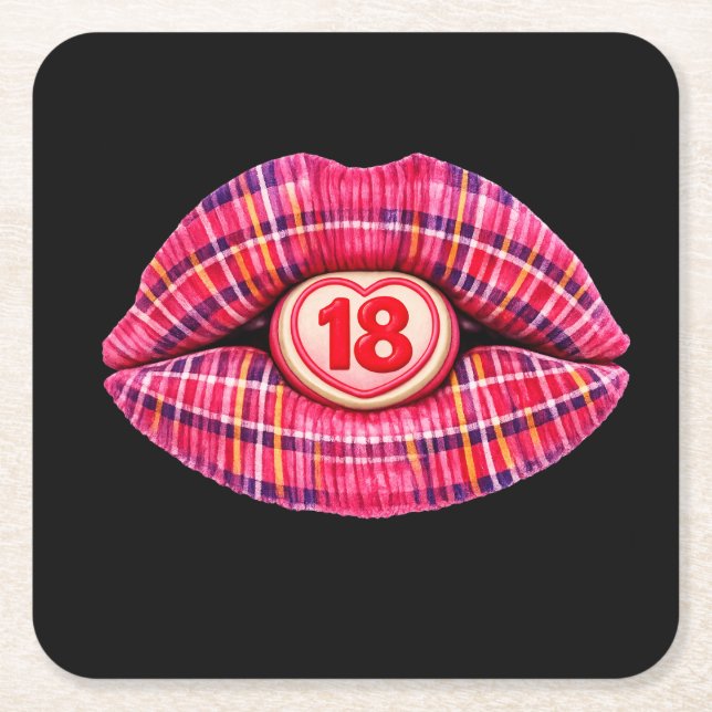 18th birthday part Scottish tartan scotland gift Square Paper Coaster (Front)
