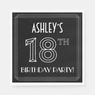 18th Birthday Party: Art Deco Style + Custom Name Napkin