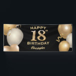 18th Birthday Party Black and Gold Balloons Banner<br><div class="desc">18th Birthday Party Black and Gold Balloons and Confetti Banner. For further customisation,  please click the "Customise it" button and use our design tool to modify this template.</div>