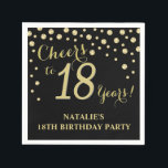 18th Birthday Party Black and Gold Diamond Napkin<br><div class="desc">18th Birthday Party Invitation with Black and Gold Glitter Diamond Background. Gold Confetti. Adult Birthday. Man or Woman Birthday. For further customisation,  please click the "Customise it" button and use our design tool to modify this template.</div>