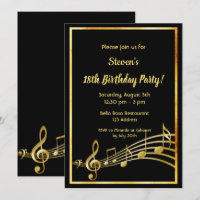 18th birthday party black and gold music notes