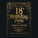18th Birthday Party - Black & Gold<br><div class="desc">18th Birthday Party Invitation.
Elegant design in black and faux glitter gold. Features stylish script font and confetti. Message me if you need custom age.</div>