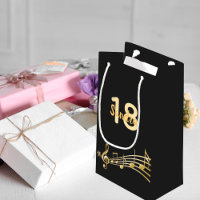 18th Birthday party black gold music notes name