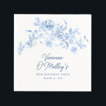 18th Birthday Party Blue Rose Floral Custom Napkin<br><div class="desc">Add flair to your birthday party table decor with these custom blue floral paper napkins.</div>