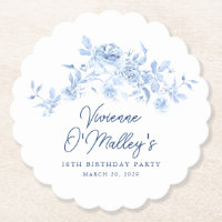 18th Birthday Party Blue Rose Floral Custom