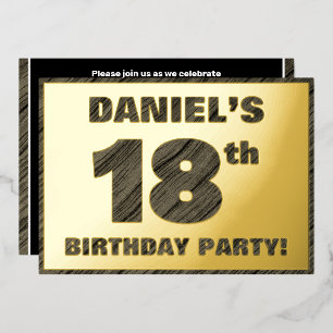 18th Birthday Party — Bold, Faux Wood Grain Text