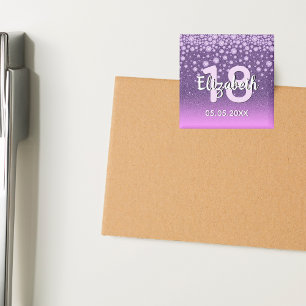 18th birthday party diamonds glitter purple pink magnet