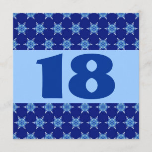 18th Birthday Party Festive Blue Stars W874 Invitation