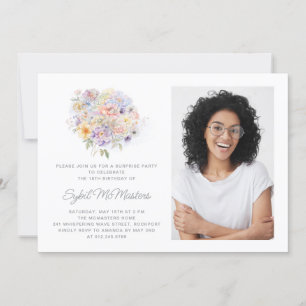 18th Birthday Party Flower Bouquet Photo Surprise Invitation