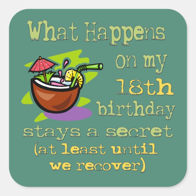 18th Birthday Party Gifts Square Sticker (Front)