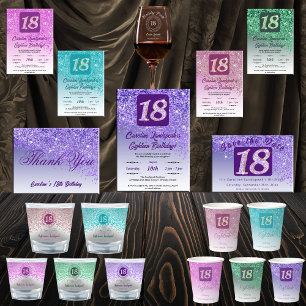 18th Birthday Party Gleaming Purple Glitter Paper Cups