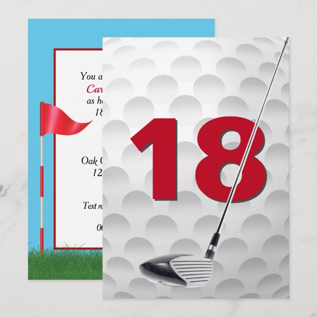18th Birthday Party Golf Theme Invitation (Front/Back)