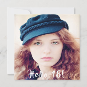 18th birthday party hello 18 photo invitation
