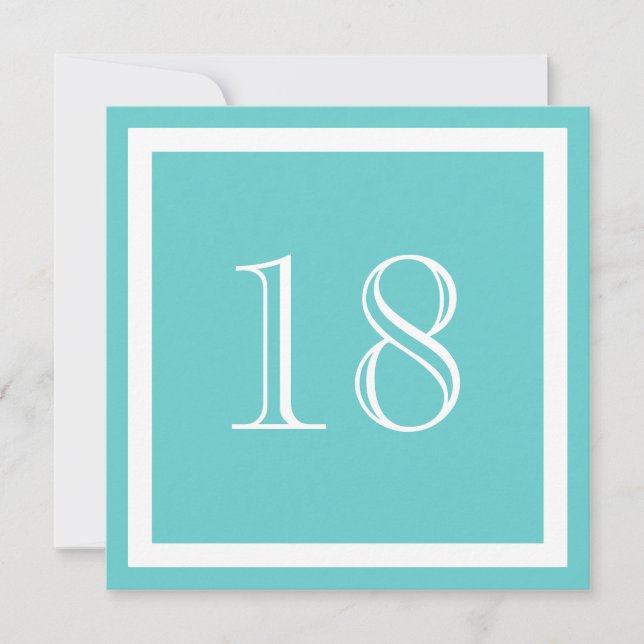 18th Birthday Party Invitation - Aqua (Front)