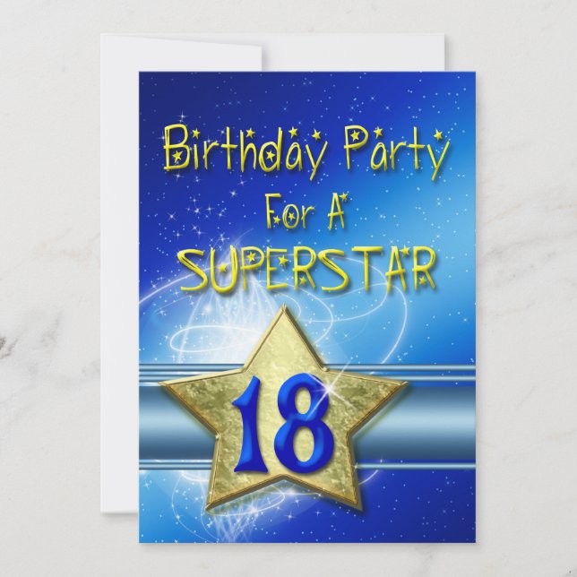 18th Birthday party Invitation for a Superstar. (Front)