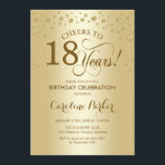 18th Birthday Party Invitation - Gold<br><div class="desc">18th Birthday Party Invitation.
Elegant design with faux glitter gold. Cheers to 18 Years! Message me if you need furhter customization.</div>