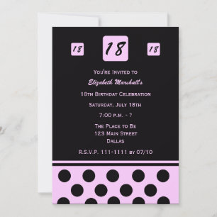 18th Birthday Party Invitation Modern 18 in Pink