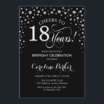 18th Birthday Party Invitation - Silver Black<br><div class="desc">18th Birthday Party Invitation.
Elegant design with faux glitter silver and black. Cheers to 18 Years! Message me if you need furhter customization.</div>