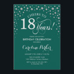 18th Birthday Party Invitation - Silver Green<br><div class="desc">18th Birthday Party Invitation.
Elegant design with faux glitter silver and green. Cheers to 18 Years! Message me if you need further customization.</div>