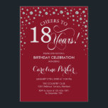18th Birthday Party Invitation - Silver Red<br><div class="desc">18th Birthday Party Invitation.
Elegant design with faux glitter silver and dark red. Cheers to 18 Years! Message me if you need further customization.</div>