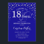 18th Birthday Party Invitation - Silver Royal Blue<br><div class="desc">18th Birthday Party Invitation.
Elegant design with faux glitter silver and royal blue. Cheers to 18 Years! Message me if you need further customization.</div>
