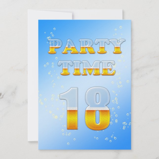 18th birthday party invitation with beer (Front)
