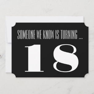18th Birthday party Invite, black and white. Invitation