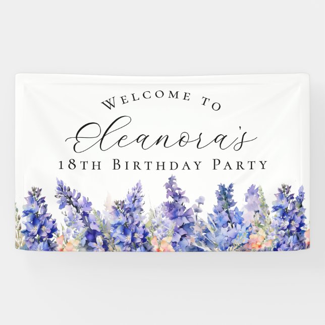 18th Birthday Party July Birth Flower Welcome Banner (Horizontal)