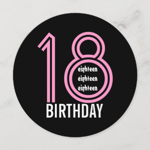 18th Birthday Party Modern Pink and Black W689B16 Invitation