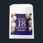 18th Birthday Party Navy Blue and Gold Balloons Favour Bags<br><div class="desc">18th Birthday Party Navy Blue and Gold Balloons and Confetti Favour Bag. For further customisation,  please click the "Customise it" button and use our design tool to modify this template.</div>