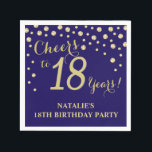 18th Birthday Party Navy Blue and Gold Diamond Napkin<br><div class="desc">18th Birthday Party Invitation with Navy Blue and Gold Glitter Diamond Background. Gold Confetti. Adult Birthday. Man or Woman Birthday. For further customisation,  please click the "Customise it" button and use our design tool to modify this template.</div>