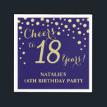 18th Birthday Party Navy Blue and Gold Diamond Napkin<br><div class="desc">18th Birthday Party Invitation with Navy Blue and Gold Glitter Diamond Background. Gold Confetti. Adult Birthday. Man or Woman Birthday. For further customisation,  please click the "Customise it" button and use our design tool to modify this template.</div>