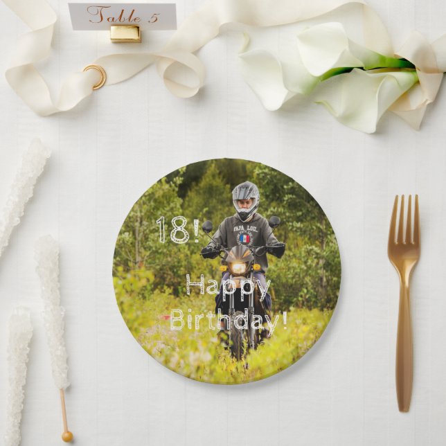 18th birthday party photo boy paper plate (Wedding)
